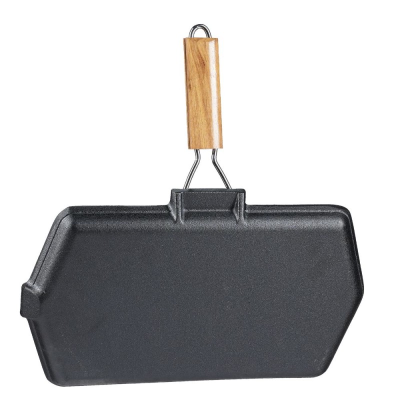 Valurautainen grillipannu taitettavalla puukahvalla, 35x21 cm | Valurautainen grillipannu Valurautainen grillipannu taitettavalla puukahvalla, 35x21 cm | Valurautainen grillipannu | Valurautapannu |